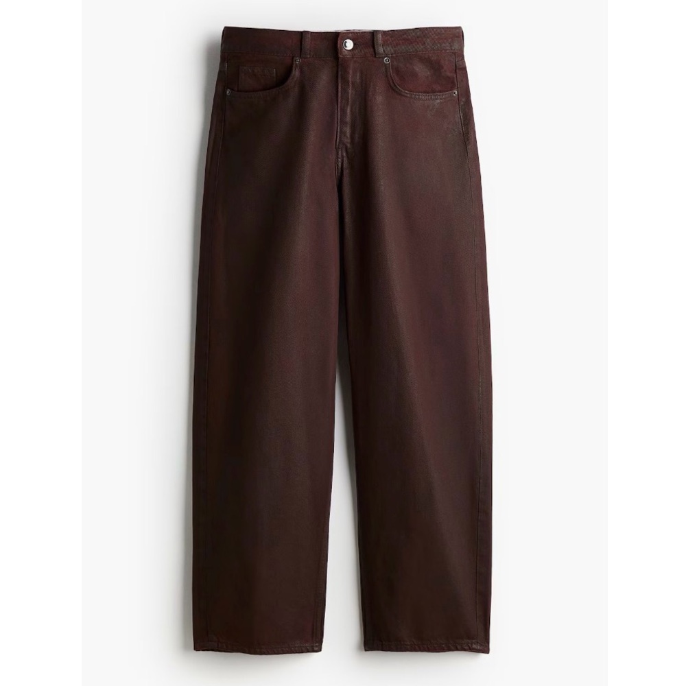 NWOT H&M Coated Maroon Twill Pants - 100% Cotton Trousers